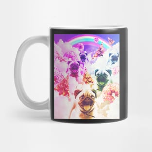 Pugs In The Clouds With Doughnut, Pizza, Rainbow Mug